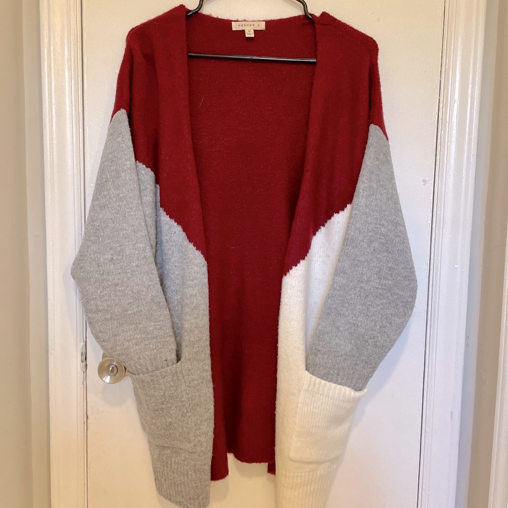 Reborn J Super Soft Tri-color Long Cardigan w/ pockets